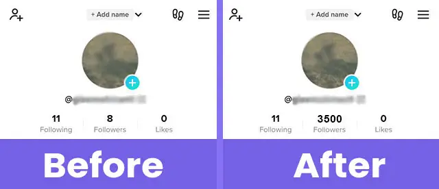Free TikTok Followers Before & After